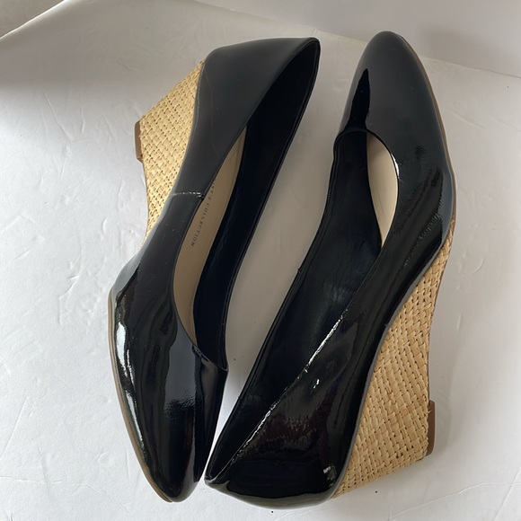 Franco Sarto shoes size 10 black patent leather wedge - Picture 4 of 10